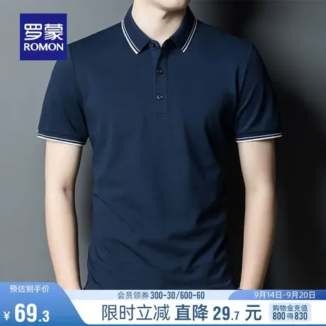 罗蒙男士休闲百搭短袖T恤2023夏季新款商务简约舒适透气Polo衫男图片