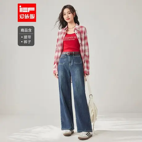 IEF/爱依服裤子2025秋季新款韩版时尚通勤气质显瘦百搭牛仔阔腿裤商品大图