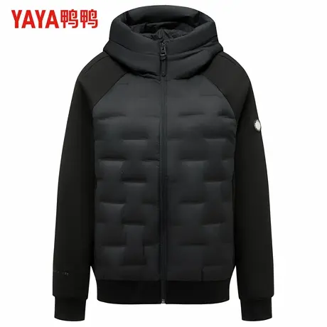 【鹅绒】鸭鸭秋冬轻薄羽绒服男连帽百搭针织拼接保暖外套男女同款商品大图