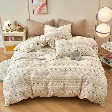 2026新款全棉纯棉双层纱四件套柔软舒适亲肤图片