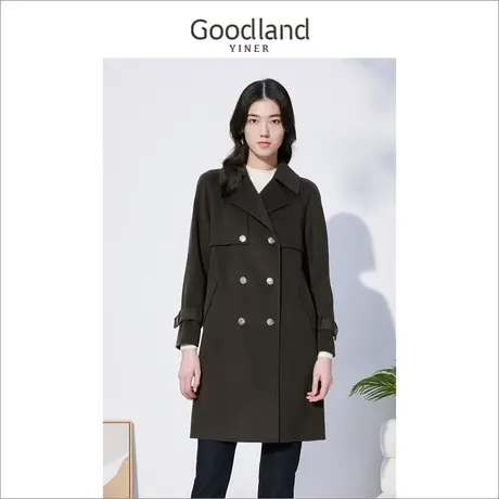 音儿美地女装2022冬季新款中长款翻领双面羊毛呢子大衣外套商品大图