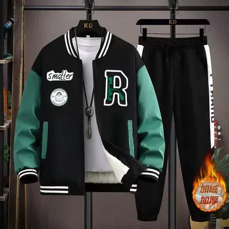 夹克外套男春秋潮牌拼色外套秋冬款休闲美式字母棒球服男士冲锋衣商品大图