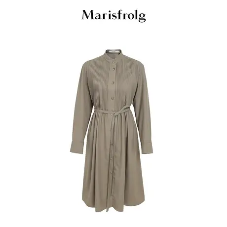 【商场同款】玛丝菲尔冬季新款羊毛灰色长袖衬衫连衣裙女图片