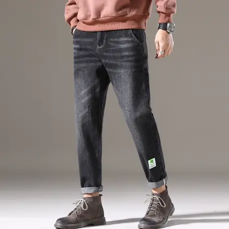 春季男裤子牛仔裤男士直筒宽松高端高弹力潮牌休闲长裤春秋款冬季商品大图