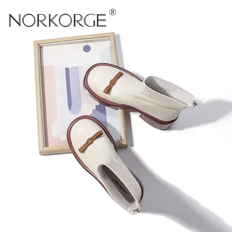 温柔白时装短靴女靴Q商品大图