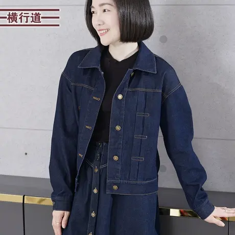 2024春季新款韩版简约翻领牛仔排扣宽松外套女夹克衫大码上衣外搭商品大图