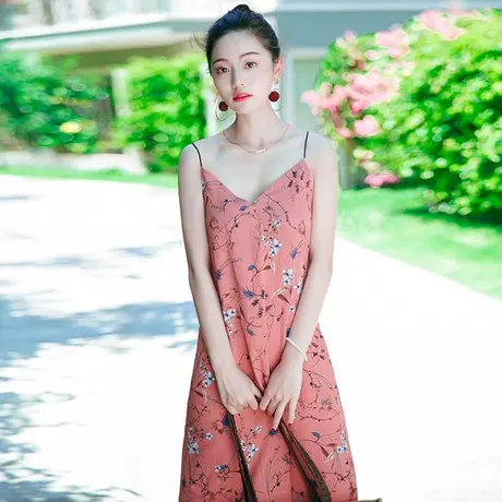 夏季超仙显瘦吊带雪纺连衣裙小个子泰国普吉岛三亚海边度假沙滩裙图片