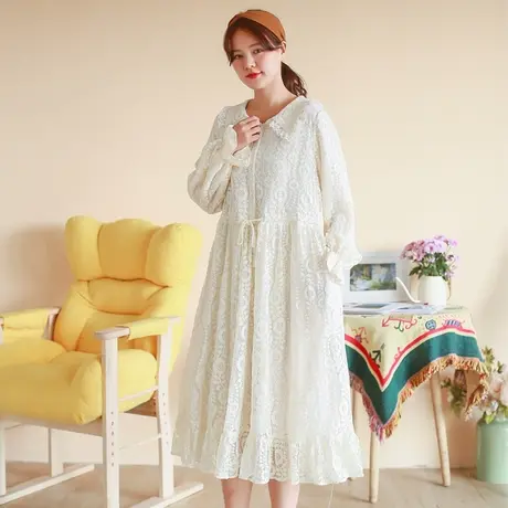 【买一送一】秋新品花边领蕾丝连衣裙大码复古文艺显瘦蕾丝裙商品大图