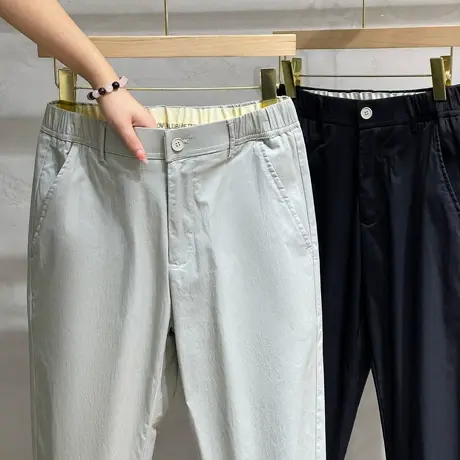 春夏冰丝男士休闲裤九分裤男韩版潮流百搭长裤修身直筒薄款小西裤商品大图