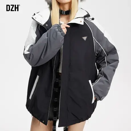 情侣拼接棉服男款冬季加厚潮牌男女同款棉衣外套潮高级感2024新款商品大图