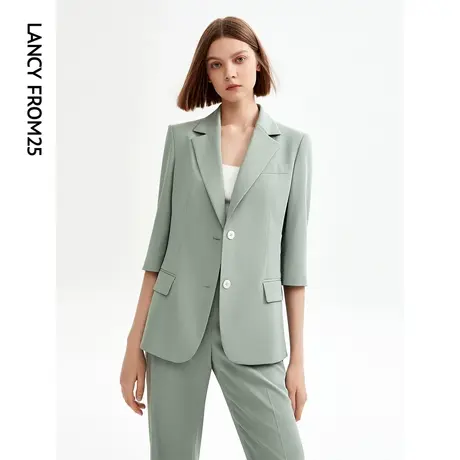 朗姿修身薄款西装外套正装女2023年夏季新款西服通勤职业气质上衣图片