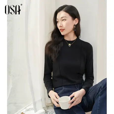 OSA欧莎半高领磨毛保暖长袖打底衫t恤女商品大图