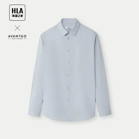 HLA/海澜之家轻商务经典系列长袖防晒衬衫24春夏新休闲纯色衬衣男商品大图