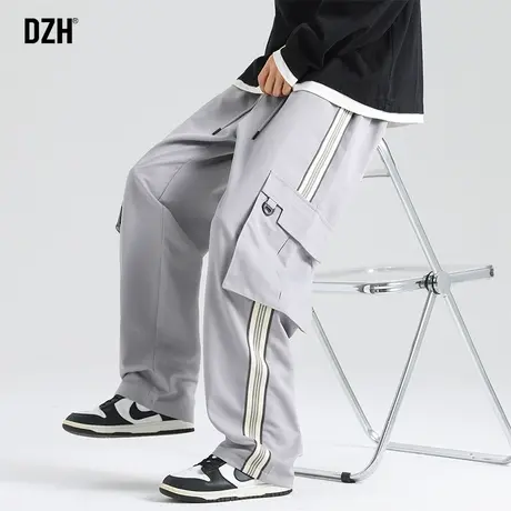 男士灰色工装裤男春季直筒宽松休闲裤子2024新款直筒裤百搭伐木裤商品大图