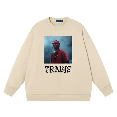 秀洛TRAVIS scott同款简约休闲套头上衣宽松休闲运动无帽纯棉衣服商品大图