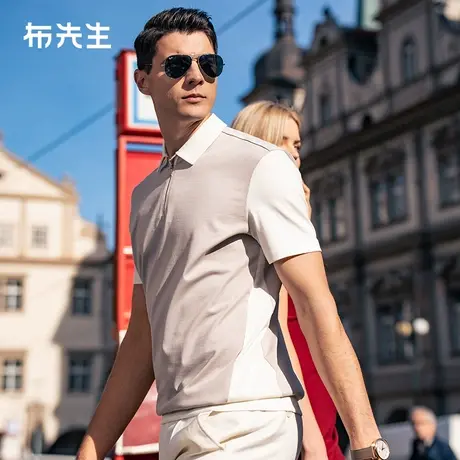 MrBu布先生衬衫式翻领t恤男2025春夏新款美式翻领短袖男装AT15055图片