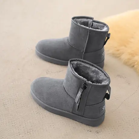 中筒厚底雪地靴女款冬季加绒加厚东北大棉鞋皮毛一体零下40度防寒图片