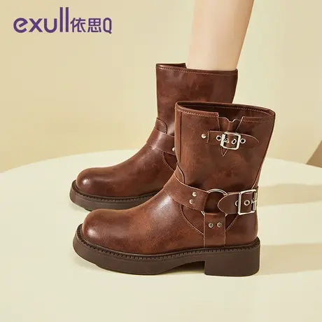 exull/依思Q马丁靴女2023秋冬新款短筒切尔西靴女短靴英伦风靴子图片