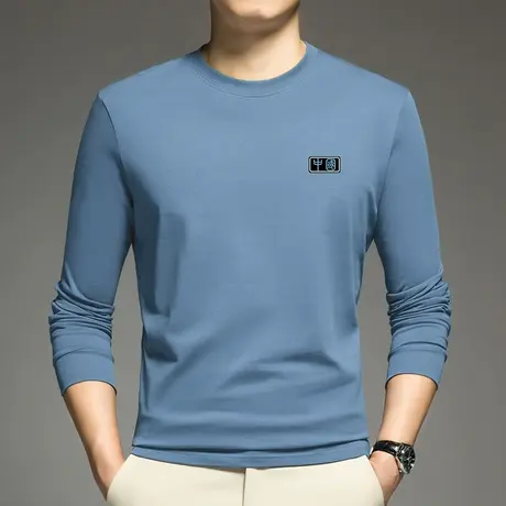 重磅纯棉t恤男士长袖摇粒绒加绒加厚内搭打底衫中国潮流全棉秋衣商品大图