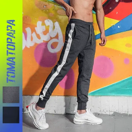 TOMATOPAPA欧美原创秋季复古运动裤男街头潮流撞色束脚卫裤商品大图