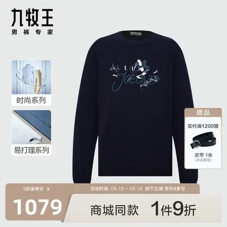 [商场同款]九牧王男装HY1C40117毛衫23秋冬新品含羊毛圆领毛衣图片