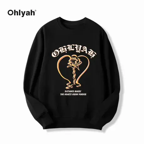 Ohlyah2022秋冬新款上衣韩版慵懒风宽松中长款兔子印花长袖卫衣图片