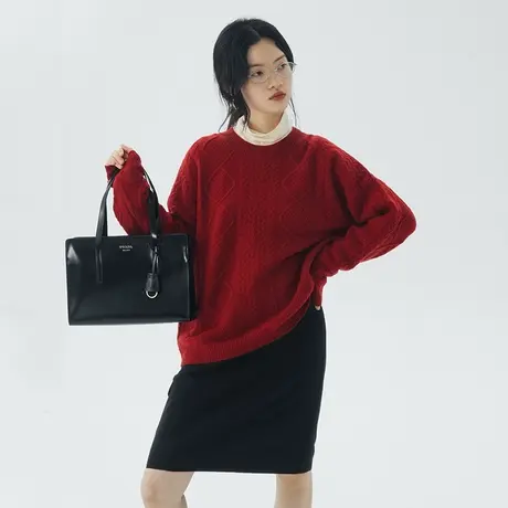 omont蛋挞家 羊毛圣诞毛衣女2023秋冬新款复古套头宽松慵懒风毛衣图片