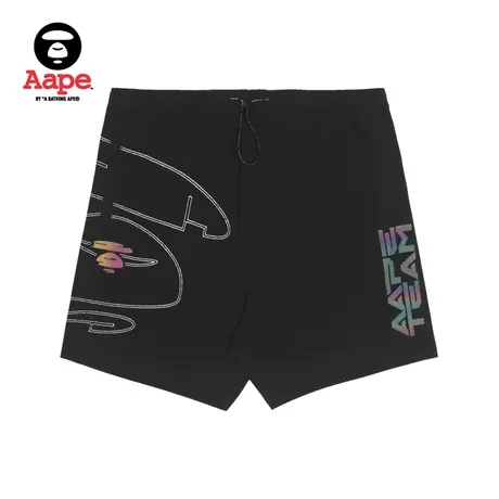 Aape旗舰店男装春夏猿颜图案幻彩渐变多色潮流休闲短裤6865XXI图片