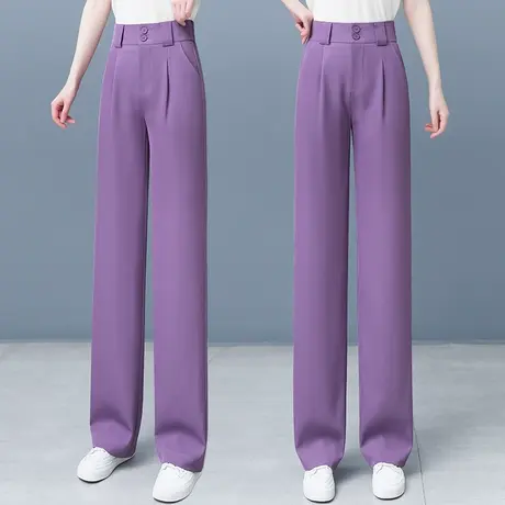 时尚阔腿裤女夏季薄款显瘦高腰垂感休闲裤2023年新款小个子直筒裤图片