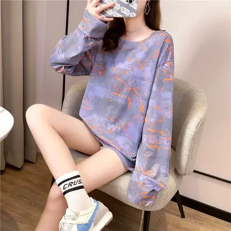 原宿风洋气宽松上衣秋季2023新款韩版网红洋气长袖T恤女ins潮商品大图