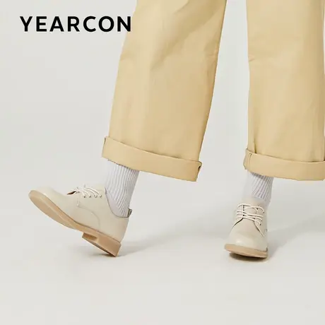 意尔康英伦风小皮鞋女2023秋季新款厚底百搭可爱日系JK真皮乐福鞋商品大图