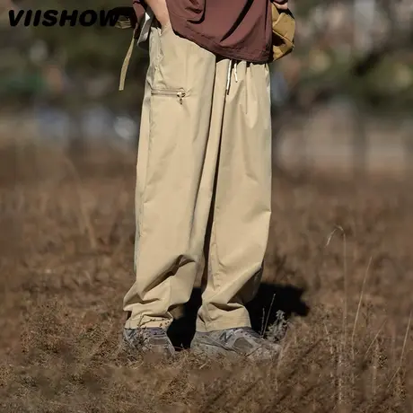 VIISHOW工装裤男日系休闲裤潮牌宽松直筒裤抽绳春秋伞兵机能长裤商品大图