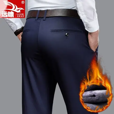 男士休闲裤男冬季加绒宽松直筒男裤秋冬款加厚保暖长裤子商务西裤商品大图