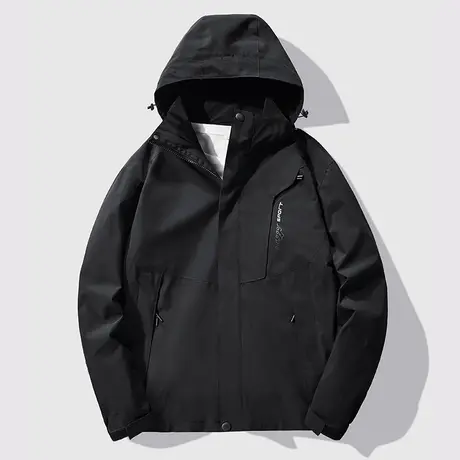 冲锋衣男外套春秋季情侣户外运动登山服加肥加大可拆卸帽防风夹克商品大图