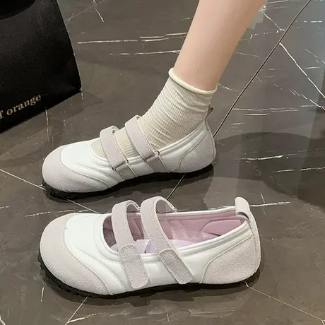 小众百搭时尚休闲玛丽珍鞋ins潮2023夏季新款丑萌魔术贴浅口单鞋商品大图