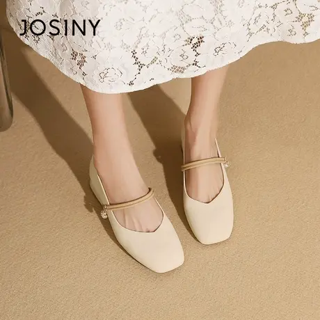Josiny/卓诗尼真皮玛丽珍鞋2023秋季新款百搭休闲通勤浅口小皮鞋商品大图