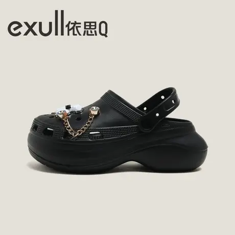 exull依思Q洞洞鞋女夏季时尚软底厚底增高防滑沙滩外穿包头拖鞋女图片
