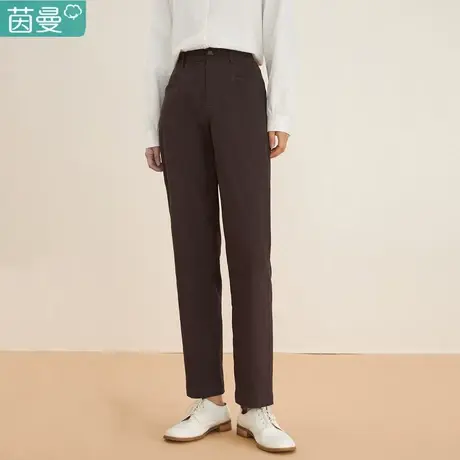 茵曼旗舰店休闲女2023春季新款宽松百搭通勤直筒显瘦高腰休闲裤图片
