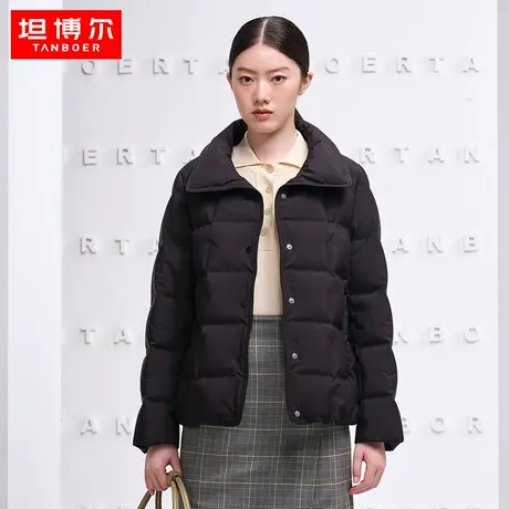 【商场同款】坦博尔鹅绒羽绒服女短款翻领时装衬衫冬外套TB331378商品大图