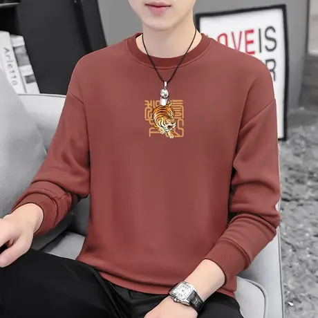 2023新款虎年本命年卫衣男秋冬加绒宽松潮流套头无帽圆领长袖t恤商品大图