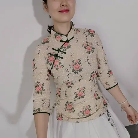 傲雪屋中国风棉麻改良修身显瘦盘扣旗袍上衣中式立领高端唐装女秋商品大图