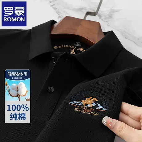 罗蒙2025新款男士刺绣POLO衫纯棉短袖t恤夏季薄款休闲翻领半袖N2Z图片