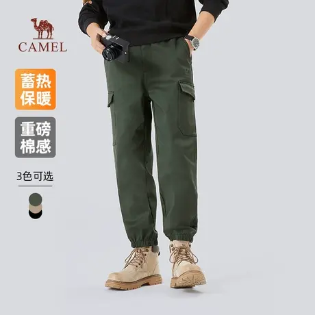 骆驼男装纯棉工装裤男士2025新款冬季加绒保暖宽松束脚休闲长裤子商品大图