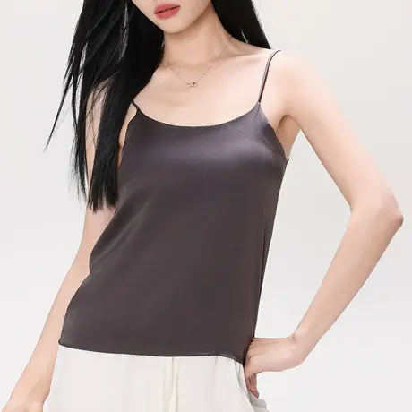 女重磅19姆米真丝光面弹力缎带胸垫桑蚕丝小吊带内搭背心夏季上衣商品大图