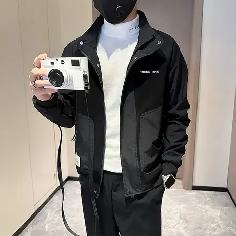 工装夹克男秋季爆款个性拼接ins潮牌小众休闲外套上衣立领褂子潮商品大图
