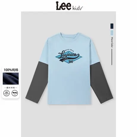 Lee童装儿童打底衫2025新款中大童帅气假两件长袖t恤男童秋装上衣图片
