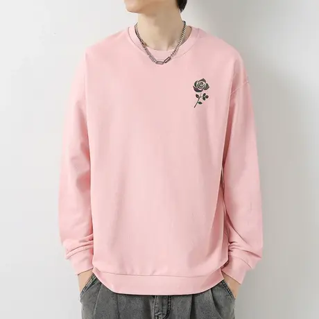 380g重磅纯棉卫衣男圆领长袖t恤潮流宽松秋冬季摇粒绒无帽上衣服商品大图