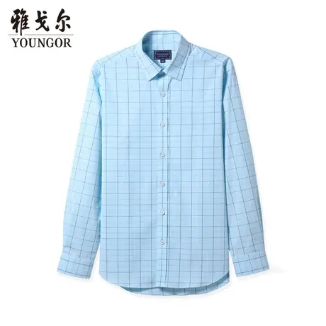 雅戈尔奥莱 商场同款男士长袖衬衫秋季新款官方棉质长袖格子衬衣商品大图