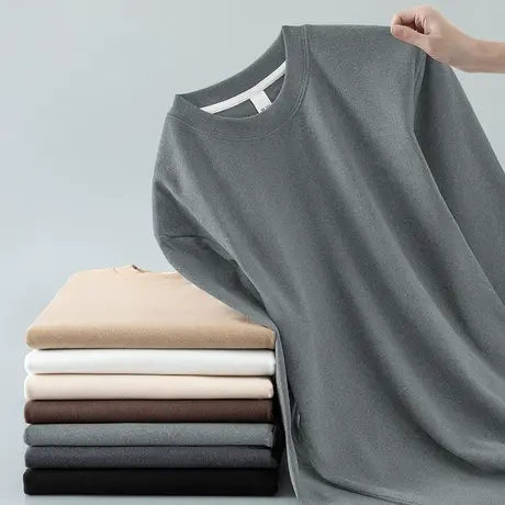 2023新款德绒长袖t恤男秋季小衫双面绒秋冬季保暖内搭打底衫体恤图片