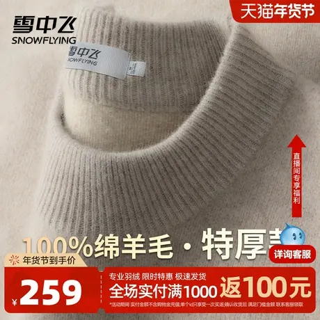 雪中飞【555G重磅加厚】男士保暖毛衣圆领纯色休闲内搭纯羊毛衫W图片